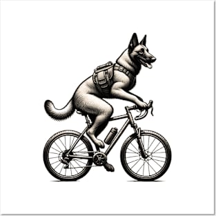 Belgian Malinois Dog Riding A Bike Posters and Art